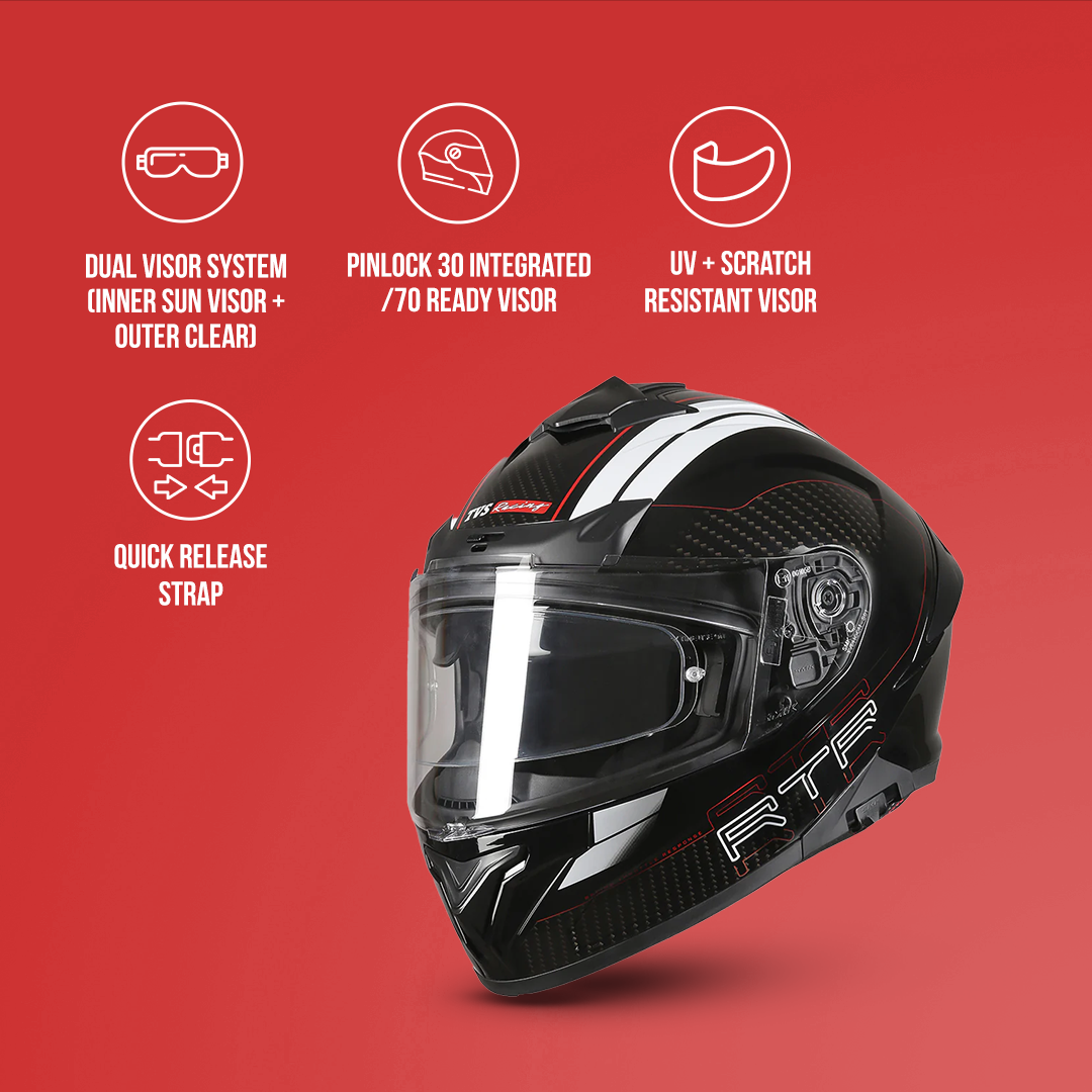 TVS Racing Hurricane Helmet Full-Face, Aerodynamic Design